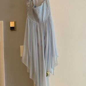 Elegant Light Blue Strapless Dress